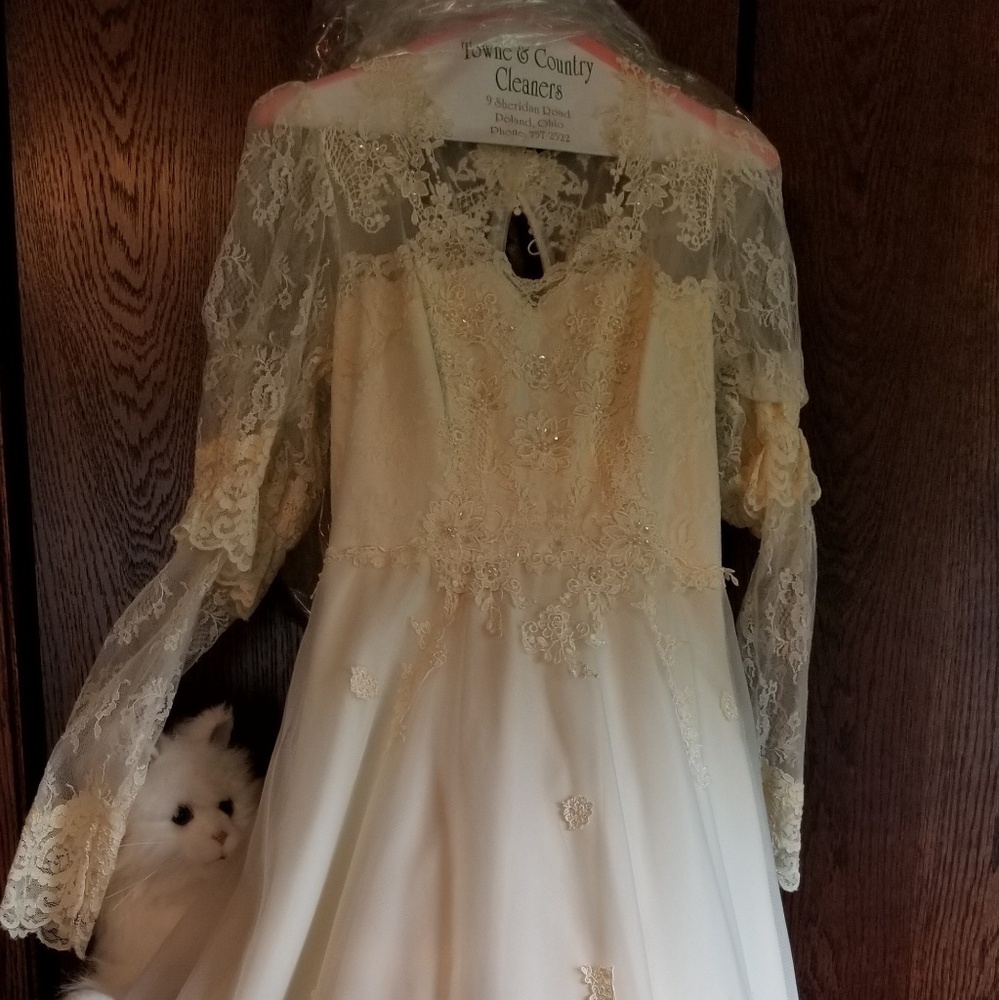 Ivory Vintage Wedding Dress Lace Bridal Gown